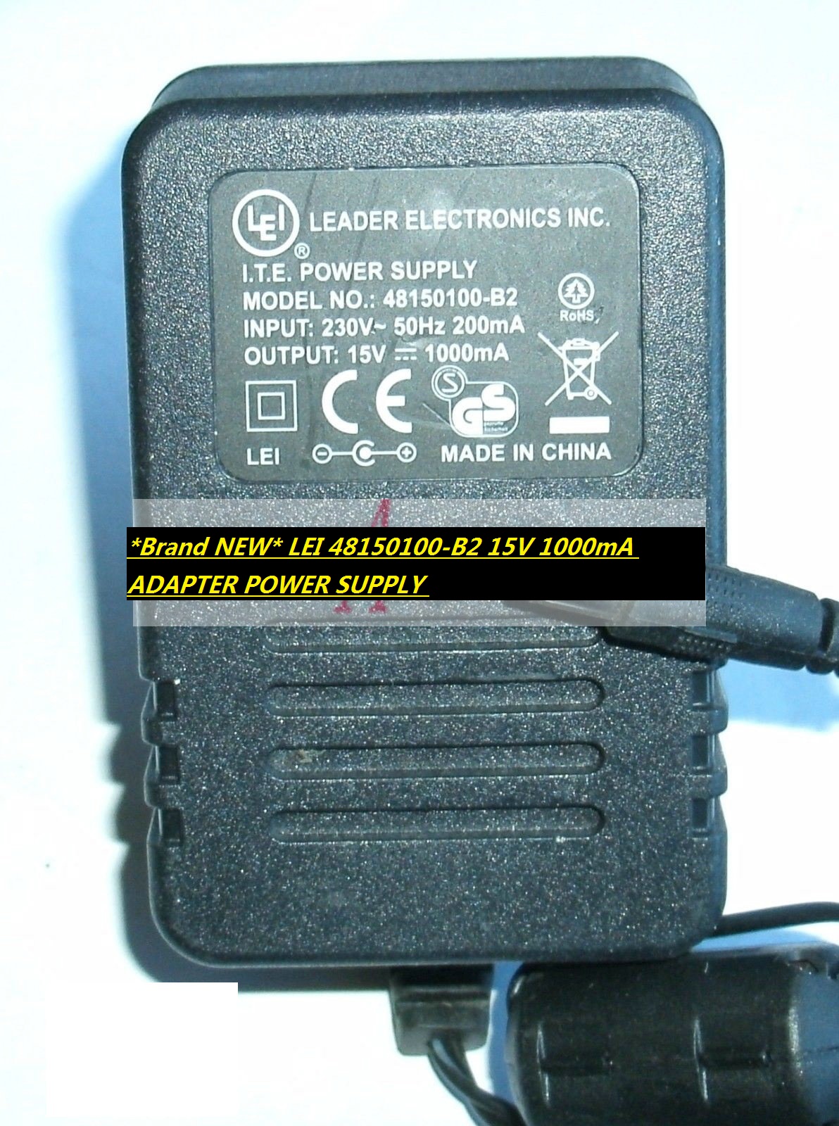 *Brand NEW* LEI 48150100-B2 15V 1000mA ADAPTER POWER SUPPLY - Click Image to Close